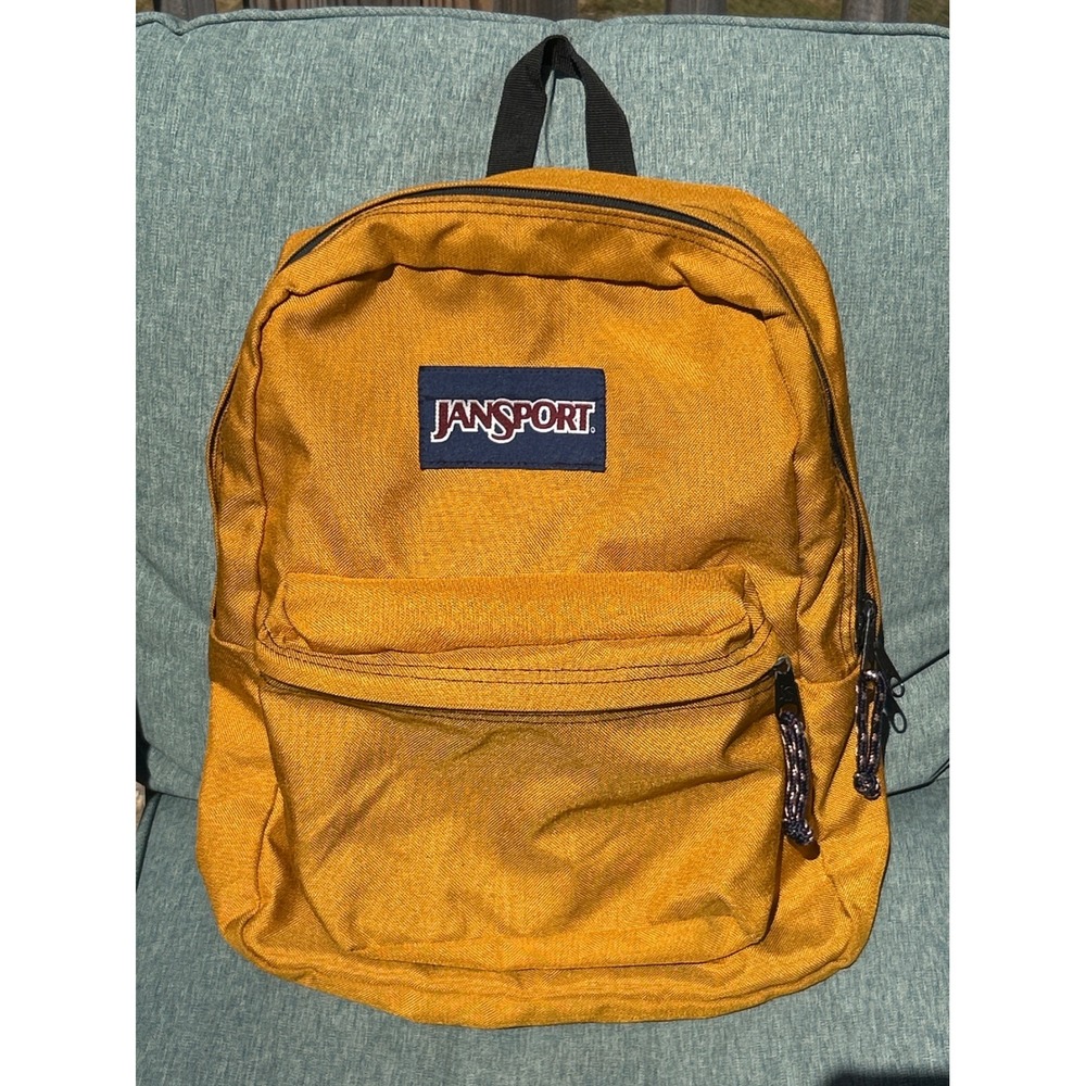 Jansport SuperBreak Backpack Mustard Yellow Canvas School Bag Padded Straps